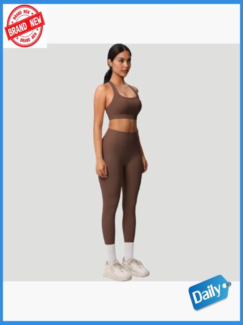 3 Piece Workout Set: Zip-Up Jacket, Sports Bra & High-Waist Leggings, Stretchy - Picture 5 of 7